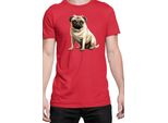 Maglietta Da Uomo Dogs Breeds Pug Dog Breed 008, Man 2XL , Rouge
