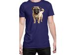 Maglietta Da Uomo Dogs Breeds Pug Dog Breed 007, Man L , Bleu Foncé