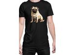 Maglietta Da Uomo Dogs Breeds Pug Dog Breed 008, Man 2XL , Noir