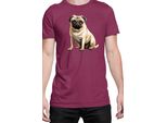 Maglietta Da Uomo Dogs Breeds Pug Dog Breed 008, Man 2XL , Bordeaux