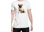 Maglietta Da Uomo Dogs Breeds Pug Dog Breed 008, Man L , Blanc