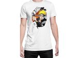 Maglietta Da Uomo Naruto Naruto & Kurama, Man 3XL , Blanc