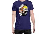 Maglietta Da Uomo Naruto Naruto & Kurama, Man L , Bleu Foncé