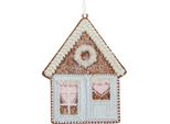 Targhetta Natalizia Clayre & Eef Casa Di Pan Di Zenzero 8X1X10 Cm Plastica Blu