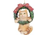 Targhetta Natalizia Clayre & Eef Gatto 6X5X9 Cm Plastica Marrone