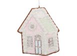 Targhetta Natalizia Clayre & Eef Casa Di Pan Di Zenzero 9X1X10 Cm Plastica Rosa