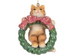 Targhetta Natalizia Clayre & Eef Gatto 9 Cm Plastica Marrone
