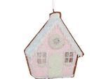 Clayre & Eef Etichetta Natalizia Casetta Di Pan Di Zenzero 9X1X10 Cm Rosa Blu Plastica