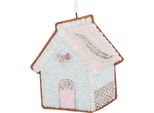 Targhetta Natalizia Clayre & Eef Casa Di Pan Di Zenzero 9X1X10 Cm Plastica Blu
