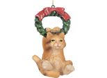 Targhetta Natalizia Clayre & Eef Gatto 6X5X9 Cm Plastica Marrone