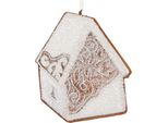 Targhetta Natalizia Clayre & Eef Casetta Di Pan Di Zenzero 9X1X10 Cm Plastica Bianca