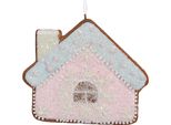 Targhetta Natalizia Clayre & Eef Casa Di Pan Di Zenzero 9X1X8 Cm Rosa Blu Plastica
