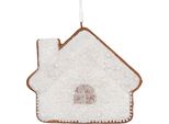 Targhetta Natalizia Clayre & Eef Casa Di Pan Di Zenzero 9X1X8 Cm Plastica Bianca