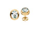 Paar Ohrstecker Jobo, Gelb (Gelbgold 585), Ohrringe, Damen, Gelbgold 585, Oval 585 Gold Mit Aquamarin