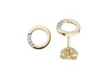 Paar Ohrstecker Jobo, Gelb (Gelbgold 585), Ohrringe, Damen, 7,5Mm, P1 = Bei 10-Facher VergrößErung Erkennbare EinschlüSse, Diamanten Gelbgold 585, Diamanten, Gelbgold 585, Rund 585 Gold Mit 6 Diamanten