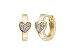 Paar Creolen Jobo, Gelb (Gelbgold 375), Ohrringe, Damen, 11,5Mm, Gelbgold 375, Herz 375 Gold Mit Zirkonia