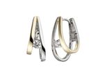 Paar Creolen Jobo, Silber (Silber 925), Ohrringe, Damen, Silber 925 (Sterlingsilber), 925 Silber Bicolor Vergoldet Mit Zirkonia