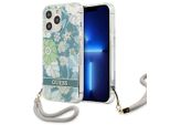 Guess Guhcp13Lhflsn Custodia Rigida Per Iphone 13 Pro / 13 6.1 Verde/Verde Con Cinturino A Fiori