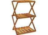 Scaffale Pieghevole A 3 Ripiani Marrone 43X31X63 Cm In Legno Massiccio Di Acacia