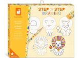 Janod Atelier - Set Di Disegno Creativo Di Animali - Imparare A Disegnare Passo Dopo Passo