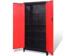 Vidaxl Armadio Porta Attrezzi A 2 Ante In Acciaio 90X40X180 Cm Nero/Rosso