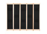Divisorio 5 Pezzi Nero 200 X 170 X 4 Cm In Tessuto