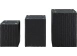 Tavolini 3 Pz. Con Piano In Vetro In Poly Rattan Nero