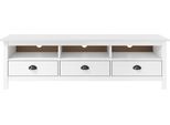 Mobile Tv Hill White 158X40X47 Cm In Legno Di Pino Massiccio