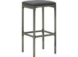 Sgabello Da Bar Con Cuscino 4 Pz. Poli Rattan Grigio