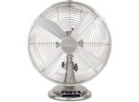 Ventilatore Da Tavolo In Metallo H.Koenig JOE48, Potenza 35 W, 2 Posizioni: Movimento Fisso E 90°, 3 Velocità, Silenzioso 58,55 Db, 4 Pale, Diametro 30 Cm, Piedini Antiscivolo, Argento