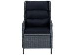 Vidaxl Poltrona Da Giardino Regolabile Con Cuscini In Poly Rattan Grigio Scuro