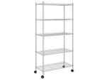 Vidaxl Scaffale A 5 Ripiani Con Rotelle 75X35X155 Cm Cromo 250 Kg