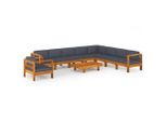 Set Da Salotto Da Giardino Da 10 Pezzi Con Cuscini In Legno Di Acacia Grigio Scuro