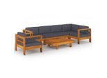 Set Di 7 Pezzi Per Salotto Da Giardino Con Cuscini In Legno Di Acacia Grigio Scuro