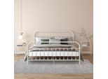 Comodini 2 Pezzi. Metallo E Vetro Bianco Trasparente