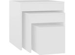 Vidaxl Set Di 3 Tavoli, Materiale Bianco A Base Di Legno
