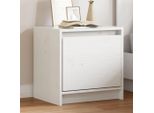 Comodino Bianco 40X30,5X40 Cm In Legno Di Pino Massiccio