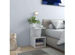 Comodini 2 Pz. Bianco Lucido 35X35X55 Cm Materiale A Base Di Legno