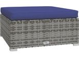 Sgabello Da Giardino Con Cuscino Grigio 70X70X30 Cm In Poly Rattan