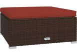 Sgabello Da Giardino Con Cuscino Marrone 70X70X30 Cm In Poly Rattan