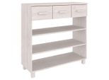 Tavolo Consolle Hamar Bianco 90X35X90 Cm In Legno Di Pino Massiccio