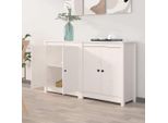 Credenze 2 Pz. Bianco 70X35X80 Cm In Legno Di Pino Massiccio