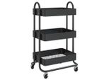 Carrello A 3 Livelli Nero 43X34X79 Cm In Acciaio
