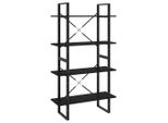 Syfax™ Libreria A 4 Ripiani Nera 80X30X140 Cm In Massello Di Pino