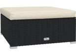 Poggiapiedi Da Giardino Con Cuscino Nero 70X70X30 Cm In Poly Rattan