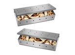 2 X Box Per Affumicatura In Acciaio Inox Per Bbq | Box Per Affumicatura 22X9,5X4,4Cm Con Pratico Coperchio Incernierato Per Barbecue A Gas E A Carbonella | Chips Per Affumicatura | Conferisce Un Sapore Affumicato | Coperchio Ventilato | Accessori Per Barbecue