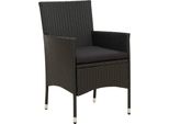 Vidaxl Sedie Da Giardino Con Cuscino 2 Pz. Poli Rattan Nero