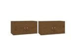 Vidaxl Armadi A Muro 2 Pz. Marrone Miele 60X30X30 Cm In Legno Di Pino Massiccio