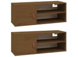 Vidaxl Armadi A Muro 2 Pz. Marrone Miele 80X30X30 Cm In Legno Massiccio Di Pino