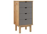 Cassettiera Otta Brown & Grey 45X39X90 Cm In Legno Massiccio